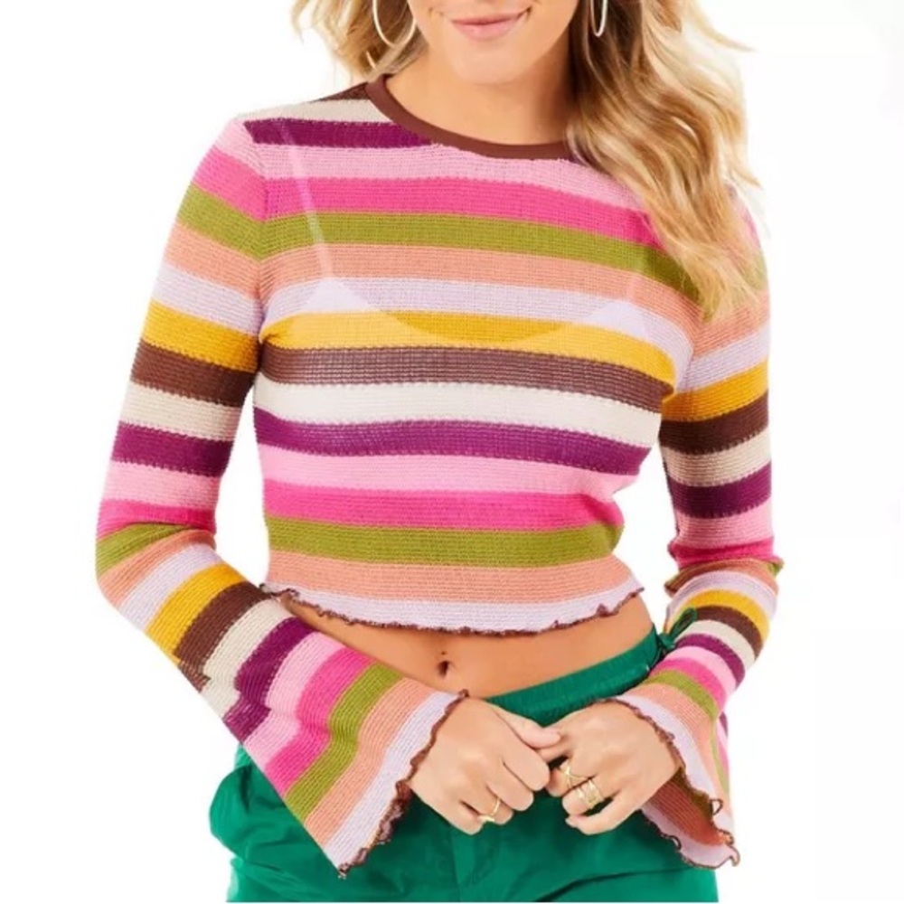 Striped colorful cropped shirt